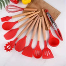 Kit Jogo 12 Peças Utensílios de Cozinha Silicone Colher Espátula cozinha Livre de BPA Antiaderente com Suporte