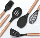 Kit Jogo 12 Peças Utensílios de Cozinha Silicone Colher Espátula cozinha Livre de BPA Antiaderente com Suporte