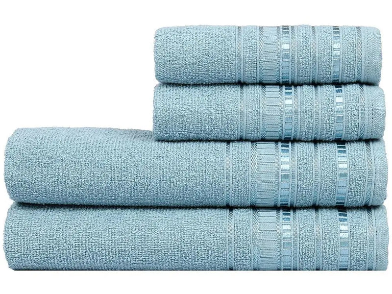 Jogo de Toalhas de Banho Atlântica Delicata Garden Azul Cetim 4 Peças